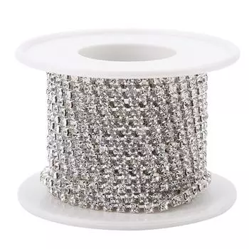 SS12 5 ярдов рулона хрустальная цепочка со стразами своими руками модная серебряная цепочка с чашкой аксессуары для одежды серебряный