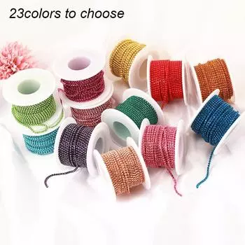 Ss6-SS12 Необычная цепочка со стразами для одежды, красочный коготь со стеклянными стразами, плотная отделка цепочки со стразами для чашек своими руками, аксессуары SS8(2.5mm)-5yards