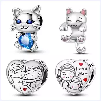 sS925 серебряные бусины «сделай сам», серия «Маленький кот», Шарм, подходит для 3 мм S925, оригинальный браслет для женщин, ювелирные изделия, подарок на день рождения