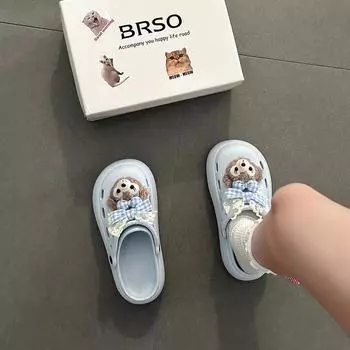 SSBL bow Sydney bag head полутапочки женская верхняя одежда весна-лето 2025 новые дырочные туфли две носки сандалии 36-37 чёрный