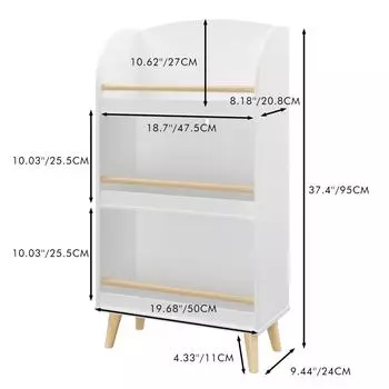 США 3 яруса детская книжная полка органайзер для хранения игрушек деревянная книжная полка книжная витрина полка для хранения игрушек для игровой комнаты детская комната белый