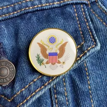 США Брошь Американский флаг, Государственный герб, Коллекция подарков для иностранных студентов, значки, украшения, одежда, сумки, аксессуары США Flag