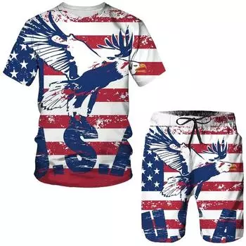 США/Израиль, национальный герб, комплект из 2 предметов, спортивный костюм, мужская одежда больших размеров, летний пляжный стиль, мужской костюм с 3D принтом, футболка S M