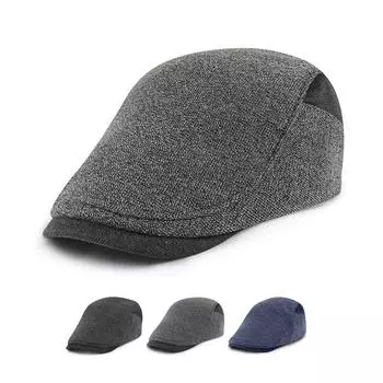 Сшитая мужская кепка с козырьком на осень-зиму, теплая кепка для пожилых людей чёрный