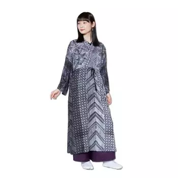 Сшитое и современное японское японское японское платье Wamonoya Kaya Favolic с узором «тай-дай», юката, хлопок, длинное, женская, одежда, узор, стиль, чёрный