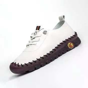 Сшитые вручную большие женские студенческие повседневные туфли на плоской подошве 36 чёрный