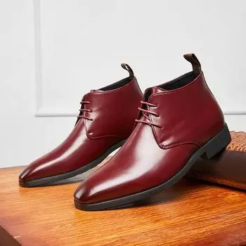 Сшитые вручную кожаные мужские деловые туфли, мужские ботильоны в стиле ретро, удобная официальная обувь, элегантные ботинки на шнуровке 38 чёрный