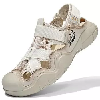 Сшитые вручную летние мужские сандалии, дышащая повседневная обувь для мужчин, пляжные сандалии 39 песочный