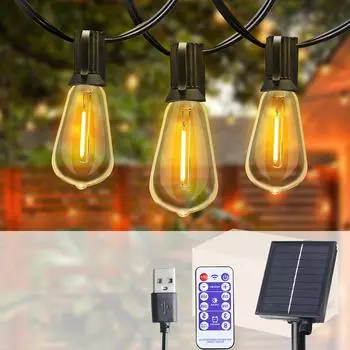 ST38 уличный светодиодный светильник для патио, солнечная гирлянда для кемпинга, сада, вечеринки, уличной террасы, украшение 7M 10 Bulbs теплый белый