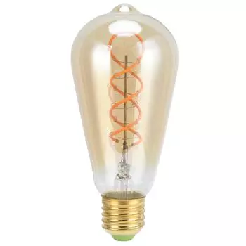 ST64 Лампочка E27 4 Вт Винтажная Двойная Спиральная Лампочка Накаливания с Регулировкой Яркости 220 В Теплый Свет(прозрачный ) золотой