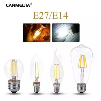 ST64 ретро лампа Эдисона 2 Вт 4 Вт 6 Вт 8 Вт E27 светодиодная лампа накаливания 220 В 230 В винтажная лампа-прожектор для домашнего декора теплый белый