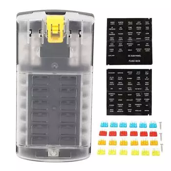 ST Blade Fuse Block 12 Circuit ATO Fuse Box with Ground Safety Lock Buckle 5A 10A 15A 20A Fuses 32V
