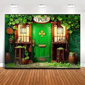 St. Patrick s Day Backdrop Photography Backdrop 90x70in Photo Background Banner Decorative Fabric Clover Backdrop Party Supplies