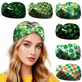 St. Patrick s Day Hairband Irish Print Cross Hairband Sports Yoga Hair Accessories Elastic Headband One Size