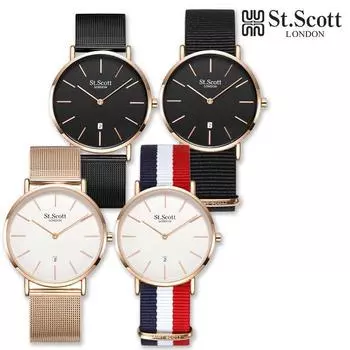 ST.SCOTT LONDON ST5503M SET Nova Ремешок для даты, комплект из 2 предметов, мужские часы ST5503M RBB BK, черный ремешок Nato