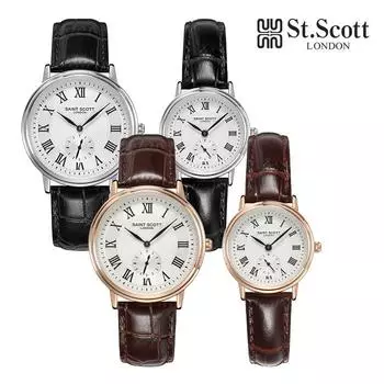 ST.SCOTT LONDON ST5506 Rocio Пара Часы Унисекс Кожаные Часы Мужские ST5506 RSBR Розовый Коричневый