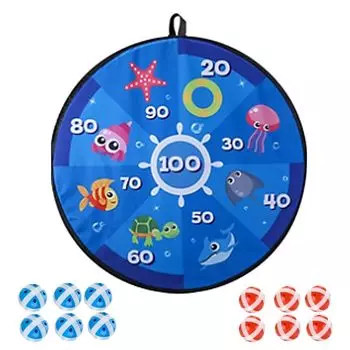 ST TS Dart Board Диаметр 72 см Клейкие шарики 12 штук Дартс Мишень Мяч Липучка Настольная игра (03 Аква)