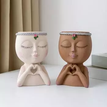 Стабильная конструкция суккулентного кашпо, привлекающий внимание, изысканный, дарящий сердце, скульптурный скандинавский цветочный горшок One Size белый