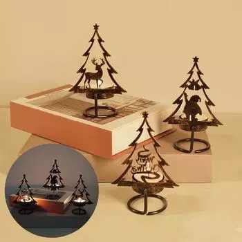 Стабильная основа, термостойкий, нержавеющий, полый Рождественская елка, железный художественный подсвечник, украшение для рабочего стола A