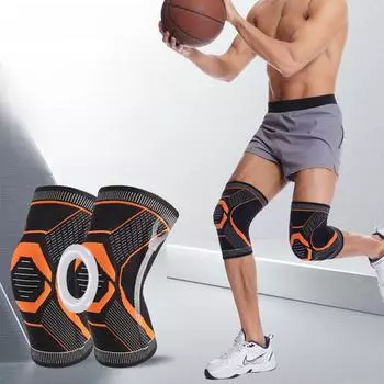 Стабильные наколенники, силиконовая пружинная опора для предотвращения столкновений, нейлоновая воздухопроницаемость, поглощение пота, бег для женщин и мужчин S