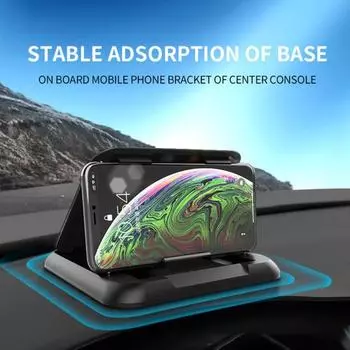 Стабильный автомобильный держатель для телефона, противоскользящий, гибкий, с функцией громкой связи чёрный