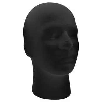 Stable Base Male Mannequin Head Wig Display Stand Rack Foam Head Model Photography Prop чёрный