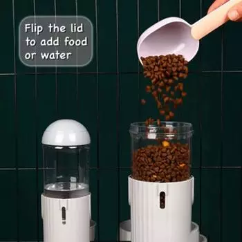 Стационарная кормушка для клеток для собак и кошек с автоматическим обновлением воды и зерна, автоматический подвесной чайник Food - Green