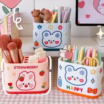 Стационарный держатель с отделением, креативная пластиковая компактная многофункциональная ручка-кисть для макияжа A розовый