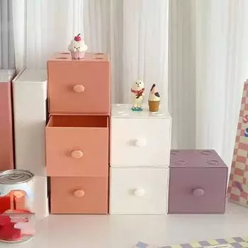 Stackable Building Block Pencil Box Drawer Style Stationery Organizer Student белый