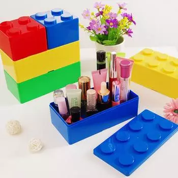 Stackable creative multi-use children adult Building Blocks home living Storage Box Organizer Box Plastic Bricks Accessory Green/Rectangle