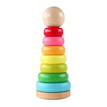 Stacking Rings Toy Wooden Rainbow Stacker Toddler Learning Toys For 18 Months 2 Year Old Baby Boys Girls Perfect Christmas Halloween, New Year s Gift