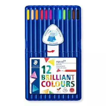 STAEDTLER Colored 12 Triangular Colored Ergosoft 157 SB12 Pencils, Colors, Shaft, Oil-Based Pencils,