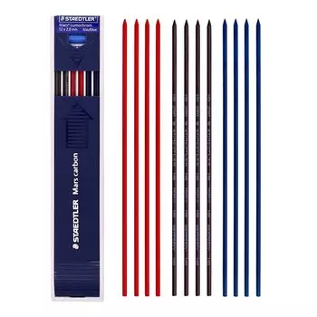 Staedtler Mars Carbon Lead 12 x 2 мм HB Color Mix (синий 4 шт. + Красный 4 шт. + Черный 4 шт.)