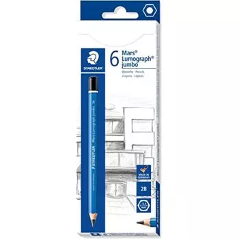 Staedtler Pencil 2B Mars Lumograph Jumbo Thick Axis Writing Drawing 6 Pieces 100J-2B6