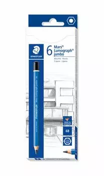 Staedtler Pencil 6B Mars Lumograph Jumbo Thick Axis Writing Drawing 6 Pieces 100J-6B6