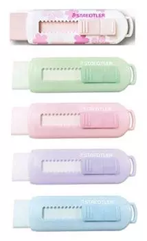 Staedtler Pencil PVC Free Folder Eraser Pastel Color SAKURA 525 5 Colors Set of 5 + PS1P-S/PS1A-1