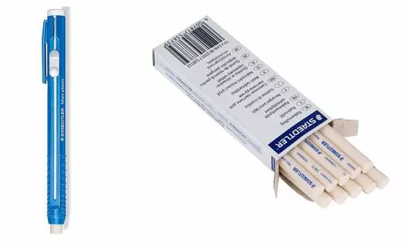 Staedtler Stick Eraser Holder and Refill Eraser Set White (10 Pack)