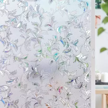 Stained Glass Window Film Privacy Sun Blocking Anti UV Rainbow Window Clings 3D Decorative Window Vinyl Static Cling Sticker 45x100cm