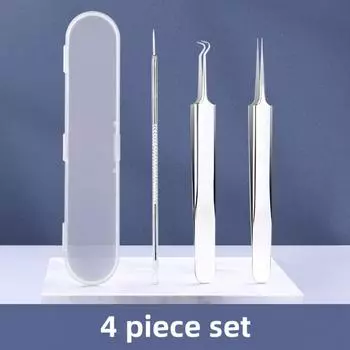 Stainless Acne Needle Professional Blackhead Tweezers Kit Premium Blackhead Remover 4pcs Set