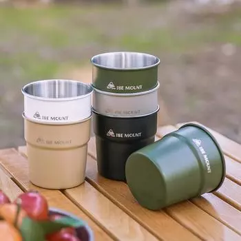 Stainless Camping Cup 300ml/350ml Picnic Coffee Tea Wine Cup With Cup Cover Outdoor Stackable Lightweight Camping Tableware