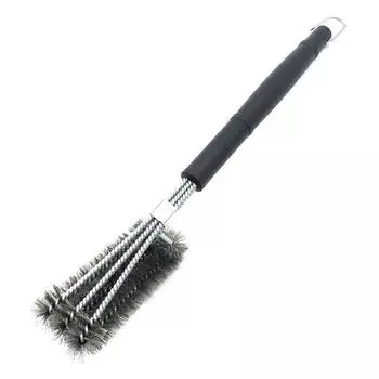 Stainless Head Three Steel Barbecue Cleaning Brush Wire Brushes Tools Kitchen
