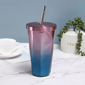 Stainless Reusable Cup Coffee Good Teaware Thermos for Coffee to Go Thermal Mug Espresso Cups Cup With a Straw Drinkware Tea Lid 500ml