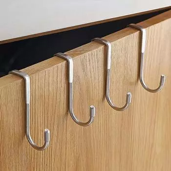 Stainless steel 304 double S-shaped hook, no punching for hanging clothes hook behind the door чёрный