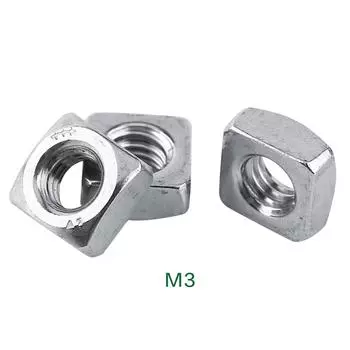 Stainless Steel 304 Square Nuts Four sided Nut Fit Metric Screw (M3x100pcs)