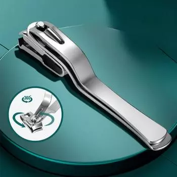 Stainless Steel 360° Rotating Nail Clippers with Anti-Splatter Design and Easy Use for Left Hand