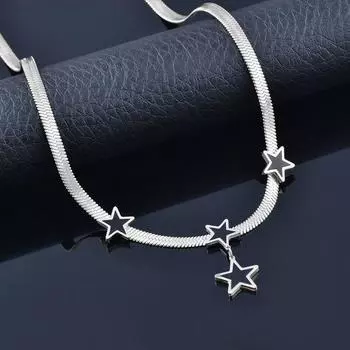 Stainless Steel Black White Hollow CZ Star Rose Gold Silver Color Necklace for Women Jewelry New Arrival 334 KO2