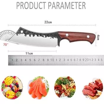 Stainless Steel Boning Knife Kitchen Utility Knife Meat Cleaver Butcher Knife Handmade Forge Knife Wooden Handle Ftuit Knife