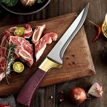 Stainless Steel Boning Knife Professional Kitchen Knives Fish Knife Meat Cleaver Cutting Meat Fruit Vegetables Knife with Cover
