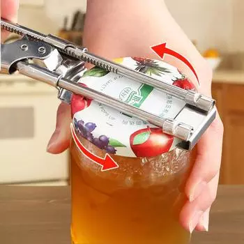 Stainless Steel Bottle Opener Adjustable Jar Opener Creative Kitchen Tools Multi-function Bottle Opener One Size