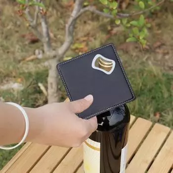 Stainless Steel Bottle Opener Coasters Set 2-in-1 Bottle Opener Coaster Beer Opener чёрный